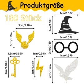 Pack of 180 Glitter Magician Confetti, Wizard Table Decoration Birthday, Wizard Table Decoration, Magic Theme Confetti, Silver Black Gold Confetti for Birthday Party Supplies