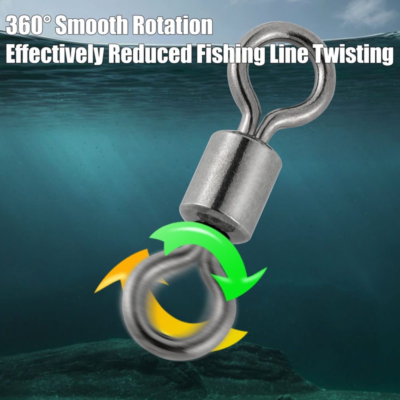 Dr.Fish 50 Pack Fishing Micro Swivels Fly Fishing Swivels Rolling