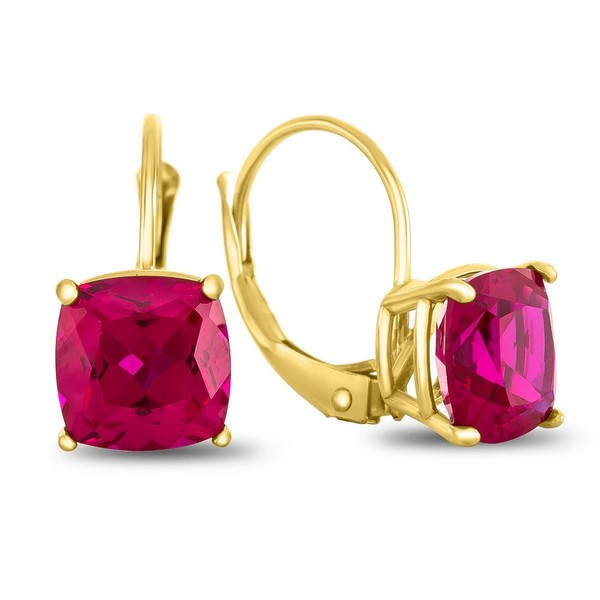 FJC Finejewelers 7x7mm Cushion-Cut Created Ruby Lever-back Drop Earrings 10