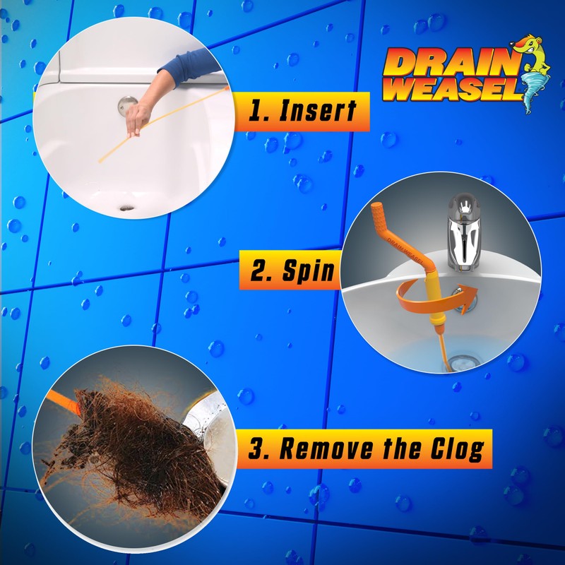 FlexiSnake Drain Weasel MAX Drain Hair Clog Remover Tool with