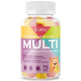 Suku Vitamins Complete Kids Gummy Multivitamin (with fiber), 60 Gummies, Assorted: Apple Flavour & Watermelon Flavour