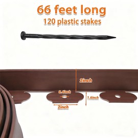 2In× 66Ft Landscape Edging with 120 Stakes, No Dig Garden Edging for Lawn Edging,Landscape Border Passway Border and Flower Bed Border