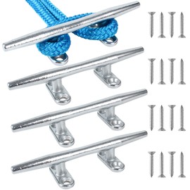 VEITHI 6 inch Chromium-Plated Boat Cleat 4 Pack, Boat Dock Cleats Open Base, Boat Cleats-Dock Cleat, Dock Cleats with Fasteners, Rope Cleat for Tying up Boats,Marine Decor