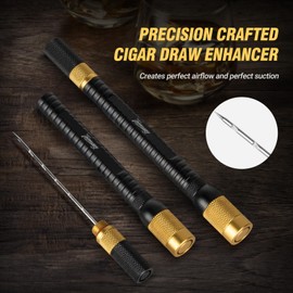 Tesonway 4-in-1 Cigar Draw Enhancer Tool Kit with Cigar Punch Tool, Twin Nubber, Stainless Steel Cigar Double End Punch, Cigar Tools and Accessories with Gift Box