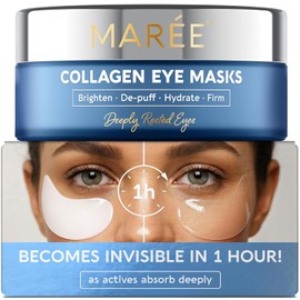 MAREE Invisible Under Eye Patches for Puffy Eyes and Dark Circles with Peptide Collagen, Caffeine & Retinol - Eye Masks for Women & Men for Undereye Bags & Puffiness Reducing - Parches para Ojeras