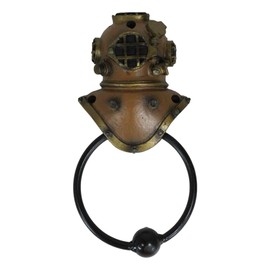 Ebros Gift Nautical Marine Bronzed Steampunk Diving Helmet Decorative Door Knocker Crafted Resin with Metal Ring Hardware
