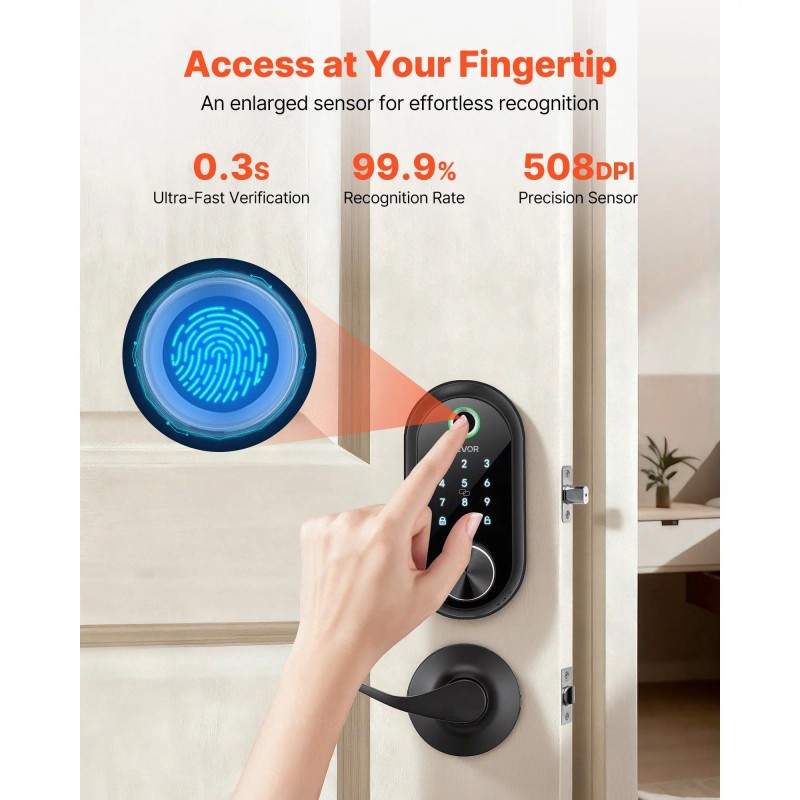 Electronic Biometric Fingerprint Door Lock Set Keyless Entry & Auto-Locking