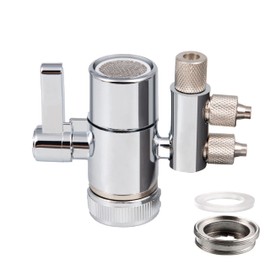 Faucet Diverter Valve Solid Brass with Polished Chrome for Counter top Water Filters Faucet Adapter, Hot/Cold Bathroom Sink Adapter - Hose Attachment Connector1/4" 3/8" Outlet (Two Way 3/8"OD)