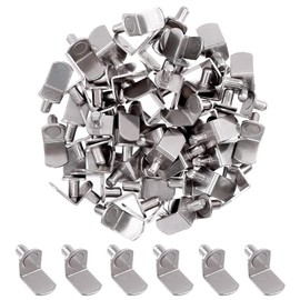 Wokape 60Pcs 1/4" Sliver Plated Steel L-Shelf Support Pegs Without Hole Kit, L-Shaped Bracket Cabinet Shelf Support Pegs Shelf Pins Support Assortment for Shelf Holes, Bookshelf