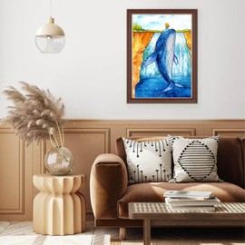 Lxmsja Blue Whale Waterfall Round Drill Diamond Painting Kits for Adults 30x40 cm