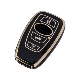 SK CUSTOM Black TPU Gold Edge Smart Key Fob Case Protective Cover Compatible with Subaru Forester CrossTrek Outback WRX Ascent BRZ Impreza Legacy Keyless Entry Remote Accessories