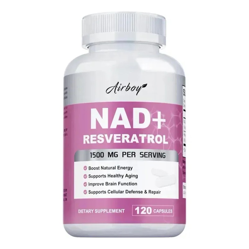 Airboy Suplemento Nad + Resveratrol, 1500 Mg, 120 Cáps