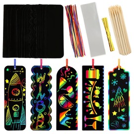 PEASUG Scratch Art, 40 Sets 5 Styles Scratch Art for Kids, Rainbow Scratch Paper Art Sets, Magic Black Scratch Off Paper Eid Bookmarks Gifts for Kids, DIY Art Craft Paper Party Favors Easter Crafts