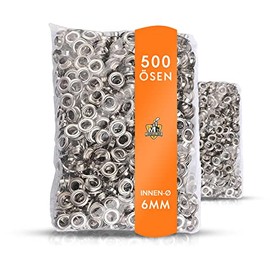 Meisterfaktur 500 Eyelets - Suitable for Meisterfaktur Eyelet Pliers - Ideal for Fabrics, Canvas, Curtains, Tarpaulins and Banners (6 mm)