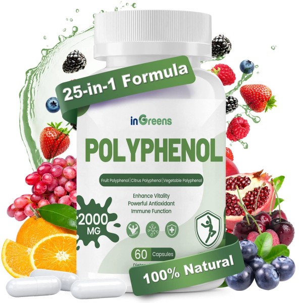 inGreens 25-in-1 Polyphenols Supplement | 2000MG Powerful Antioxidants for Ag...