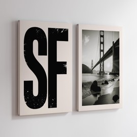 Poster Master 2-Piece San Francisco Canvas - Golden Gate Print - Gift for Men, Women & Travel Lover - Decor for Bedroom, Living Room or Office - Available in 8x10 to 30x40