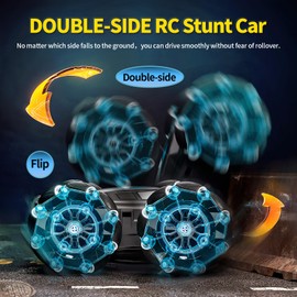 TOPMVP 2.4GHz RC Stunt Car,4WD Double-Sided Gesture Sensing RC Cars,360°Flips Remote Control Car with Lights and Music for Boys Kids Birthday Gifts Age 6-12 Year Old (Blue
