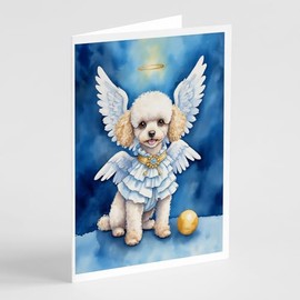 Caroline's Treasures Poodle My Angel Greeting Cards Pack of 8 Blank Cards with Envelopes Whimsical A7 Size 5x7 Blank Note Cards