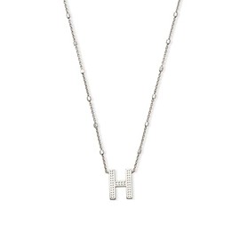 Kendra Scott Letter H Pendant Necklace for Women, Fashion Jewelry, Rhodium-Plated Brass, Rhodium Metal, Letter H