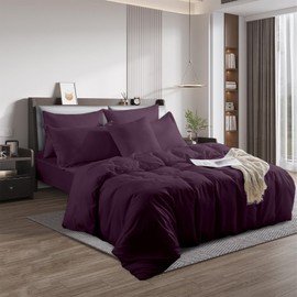 Rohi® King Size Duvet Cover Set – Soft & Breathable – 180TC Polycotton Percale Duvet Cover with 2 Pillow Cases (Plum)