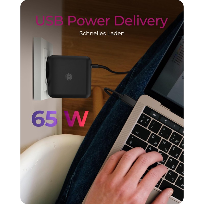 ICY BOX 65 W USB-C Charger, PD 3.0 Charger, 65