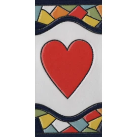 4.3' x 2.2' 11cm x 5.5cm Spanish Mosaic Hand-Painted Number Tiles & Metal Frames (Heart)