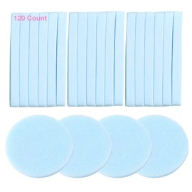 Compressed Facial Sponge PVA 120 Pieces Makeup Removal Wash Pads Round Face Cleansing Sponges Cosmetic Remover Spa Exfoliating for Women,Blue