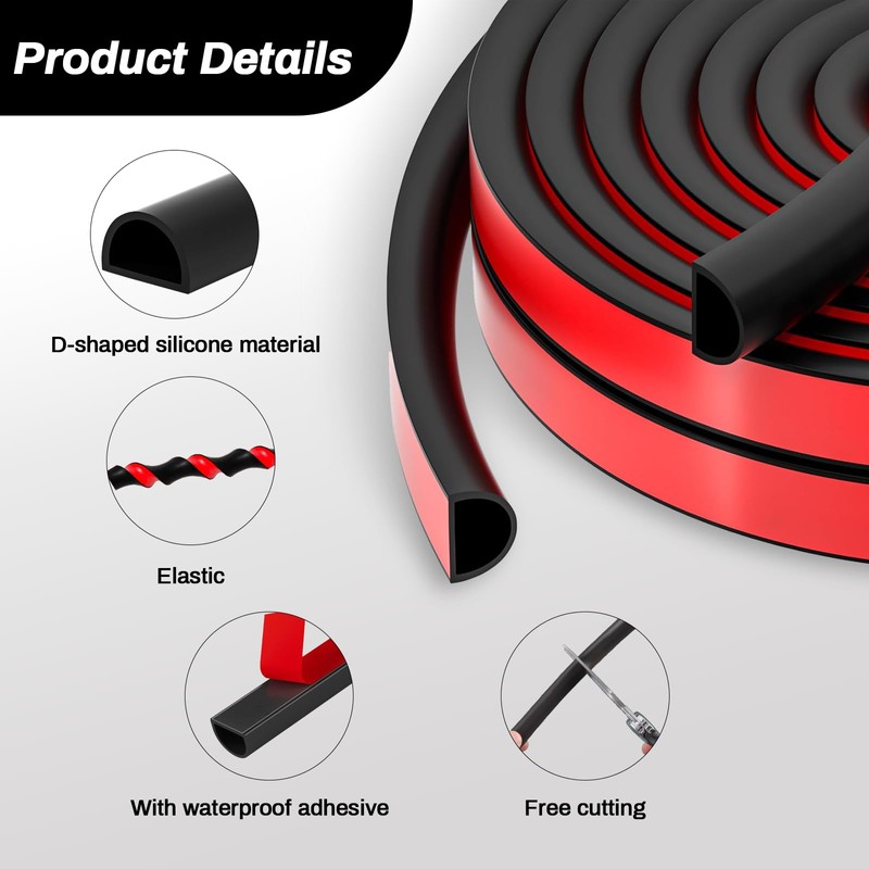 RAINFLOW 20FT Weather Stripping Door Seal - Self Adhesive Door