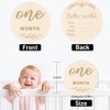 12pcs Wooden Baby Monthly Milestone Cards,Pregnancy and Baby Growth Monthly