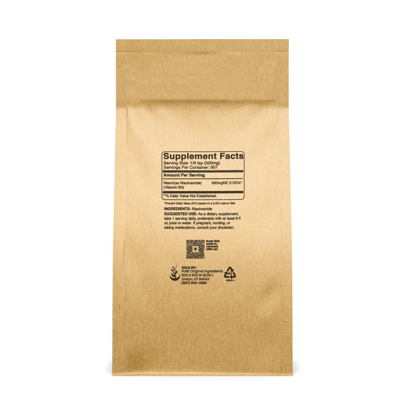 Pure Original Ingredients Niacinamide (1lb) Vitamin B3, Flush-Free, Gluten-Free