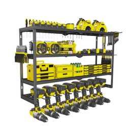 Power Tool Organizer Wall Mount,Drill Holders Wall Mount,Tool Organizers Power Tool Storage Rack,Cordless Tool Organizer Garage Drill Shelf for Husband Men's Gift (4 Tiers, 29.53 IN - 8 Drill Holder)