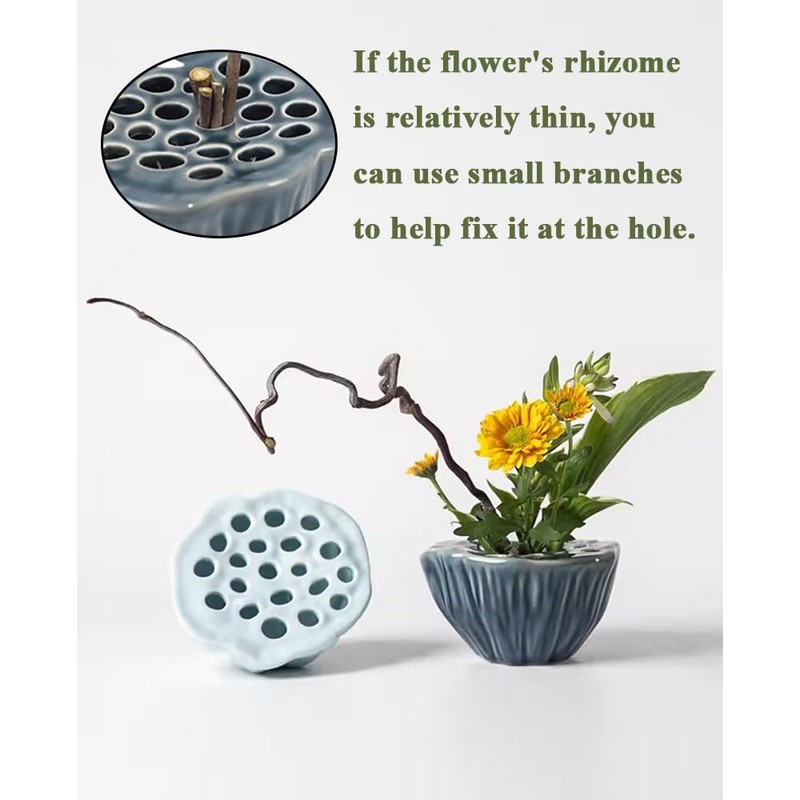 Primst Ceramic Lotus Flower Arranging Vase, Japanese Ikebana Vase Flower