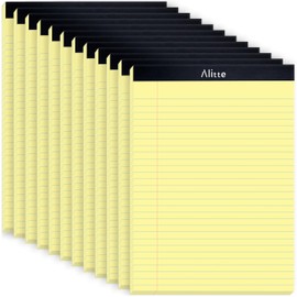 Alitte Yellow Legal Notepads 8.5 x 11, Pack of 12 - Perforated Wide Ruled Writing Pad - Premium Thick Paper, No Ink Bleeding - Blank Legal Pads For Home, Office, School, Business - 50 Sheets Per