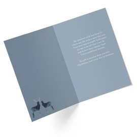 1Up Greetings Individual Christmas Card For Husband | Romantic Christmas Card Deer with Pine Trees | Your Purchase Helps Animals In Need | 5”x7.5” | Single Christmas Card with Envelope | Made in USA |
