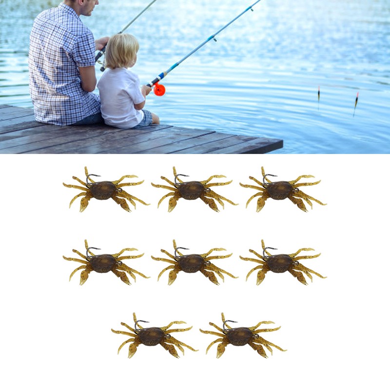 8Pcs Artificial Crab Bait 13cm 33.5g Simulation Crab Soft Lure