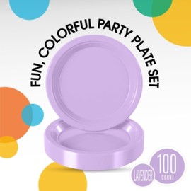 Exquisite 9 Inch. Dinner Plates Lavender Plastic Plates Disposable, 100 Count Lavender Plate Set, Disposable Plates For Party, Plastic Plates For Party, Great Party Supplies & Plastic Party Plates