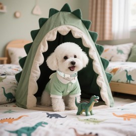 Maca Bates Cute Dinosaur Basic Dog Collar Spring Puppy Collars Durable Soft Adjustable Durable Green Collor Birthday Gift for XS Small Medium Large Boy Girl Male Female Dogs Pet with Safety Buckle