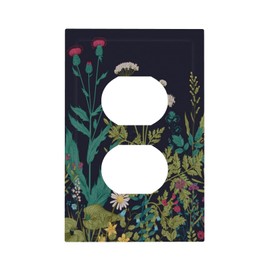 Colorful Butterfly Wild Flower Floral 1 Gang Device Electrical Duplex Outlet Plate Covers Decorative Single Receptacle Device Wall Plate Blossom Spring Colored Border Light Switch Cover Switchplate