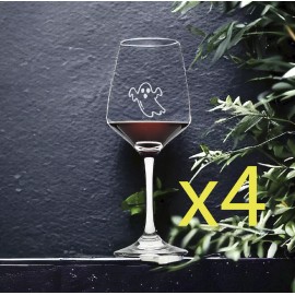 Unmarked Ghost Spooky Wine Glasses x4 Premium 12 Oz Personalize Horror Book Movie NEW