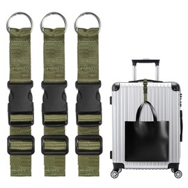 M METERXITY 3-Pack Add A Bag Luggage Strap, Adjustable Suitcase Belt for Connecting Handbag/Backpack/Jacket, Luggage Connector [Dark Green]