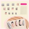 24pcs French Press on Nails Medium Length Fake Nails with