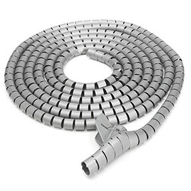 Cable Tidy Wrap, Cutable Spiral Binding Tube, Wire Organizer for TV/PC/Computer/Home Enthertainment (5M- Gray)