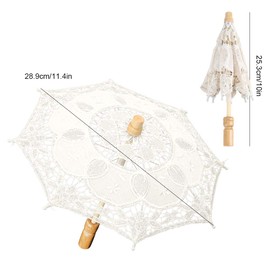 Zerodis lace umbrella Lace Parasol Umbrella Wedding Wooden Handle Decoration Umbrella Western-style palace banquet craft umbrella(Beige)