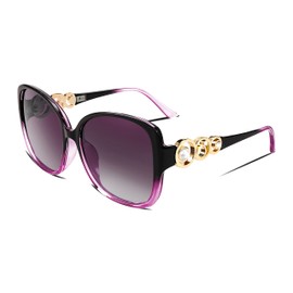 FEISEDY B2821 Women's Polarised Sunglasses Large Vintage 70s 80s Glasses with Pearl Insert & UV400 Protection, purple