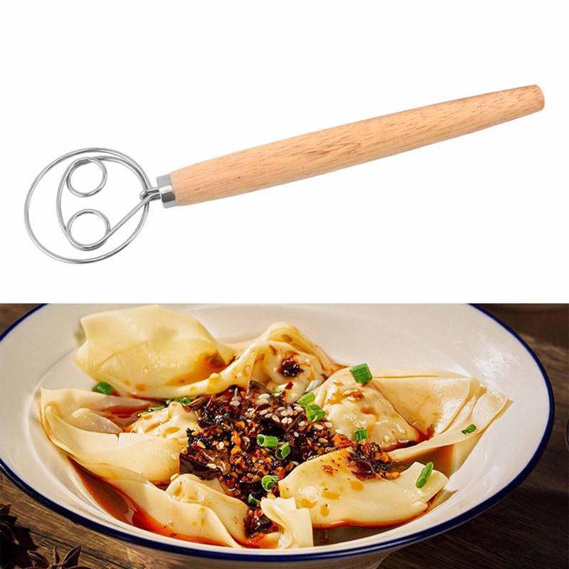 13 Inch Bread Dough Whisk,Double Eyes Stainless Steel Danish Dough