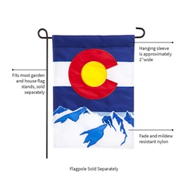 Evergreen Flag Colorado State Applique Garden Flag - 12.5 x 18 Inches Outdoor Decor for Homes and Gardens