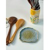 Large Ceramic Double Spoon Rest, Blue Durable Spoon Holder for