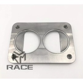 KLM T6 to DUAL 2.5" TRANSITION TURBO FLANGE THREADED 1/2" 1018 STEEL