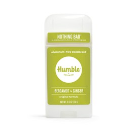 HUMBLE Humble Brands Desodorante en barra sin aluminio natural para mujeres y hombres, dura todo el día, seguro y certificado libre de crueldad, bergamota y jengibre, paquete de 1