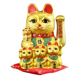 FANCYPUMPKIN 10" Lucky Cat Waving Arm Cat Asian Waving Lucky Cat-A